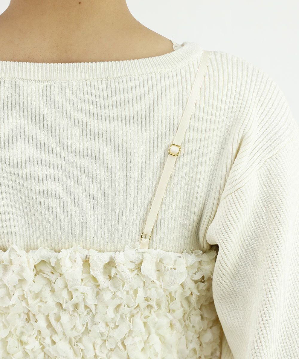 カットレースビスチェ♡ フリルビスチェカットレースアンサンブル(M OFF WHITE): トップス