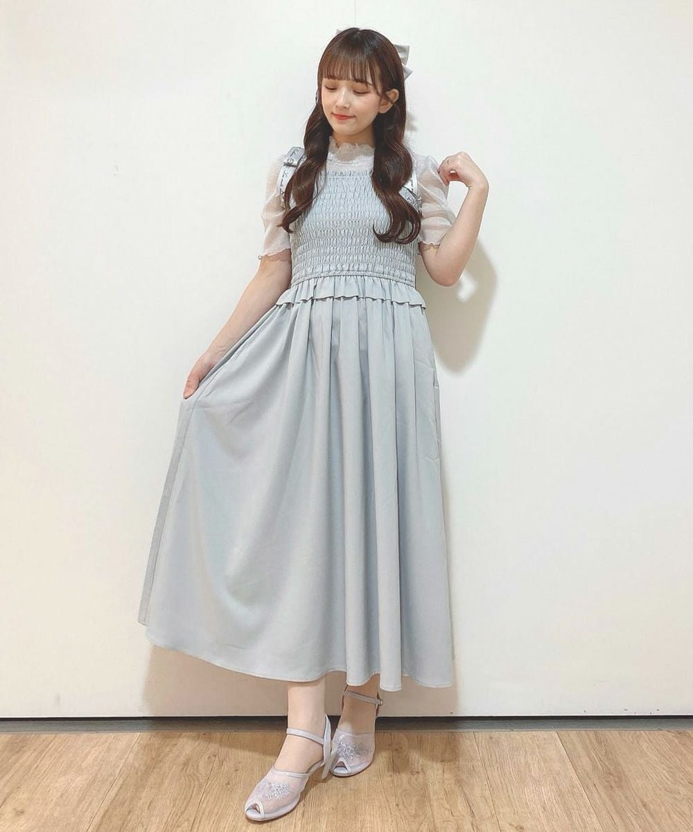 MichellMacaron バイカラーリボンシャーリングロングワンピ F レディース