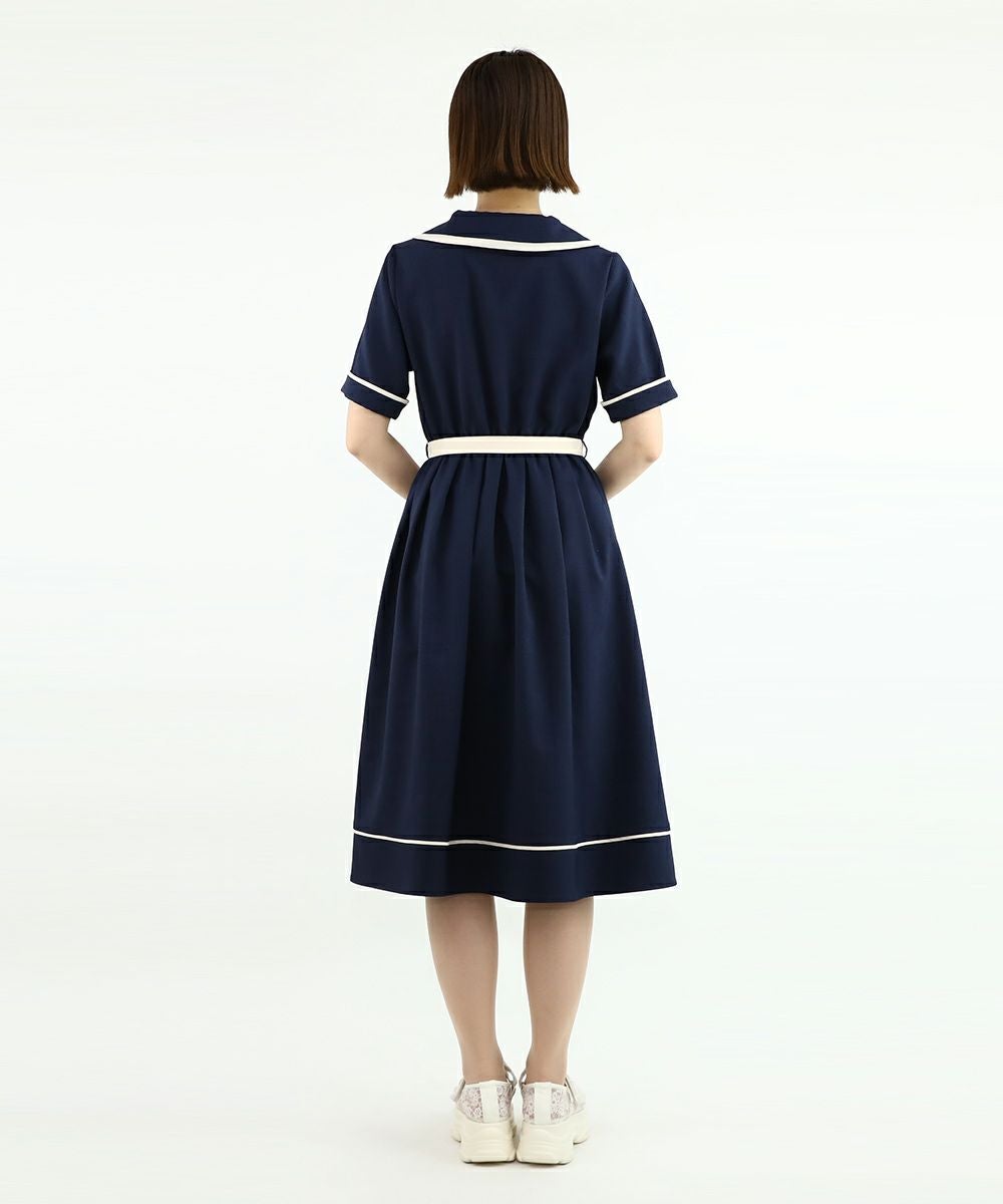 美品★現行品★80cm familiar 紺白ボーダー長袖ワンピース ダブル釦ボーダーヨークマリンワンピース/F i.n.t [50AE02h014] | F