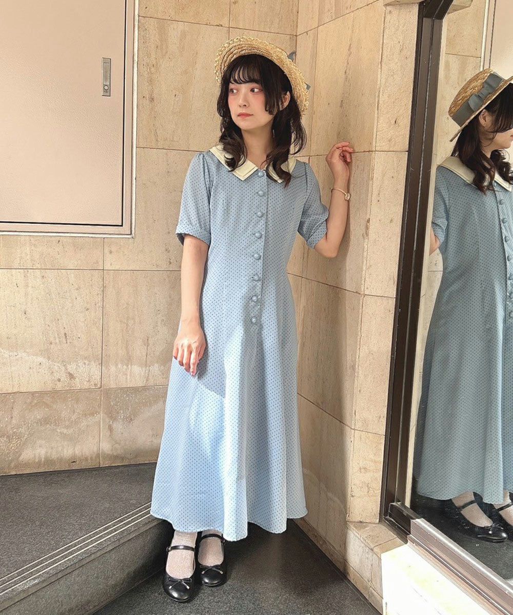 【AUBREY】バッグレースアップドットワンピース 186-194271-requ-0625-1.jpg