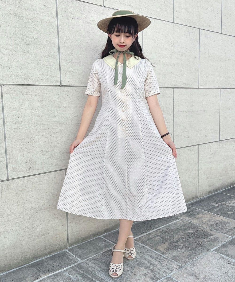 バックレースアップクレリックドットワンピース/F i.n.t [49AE02h011