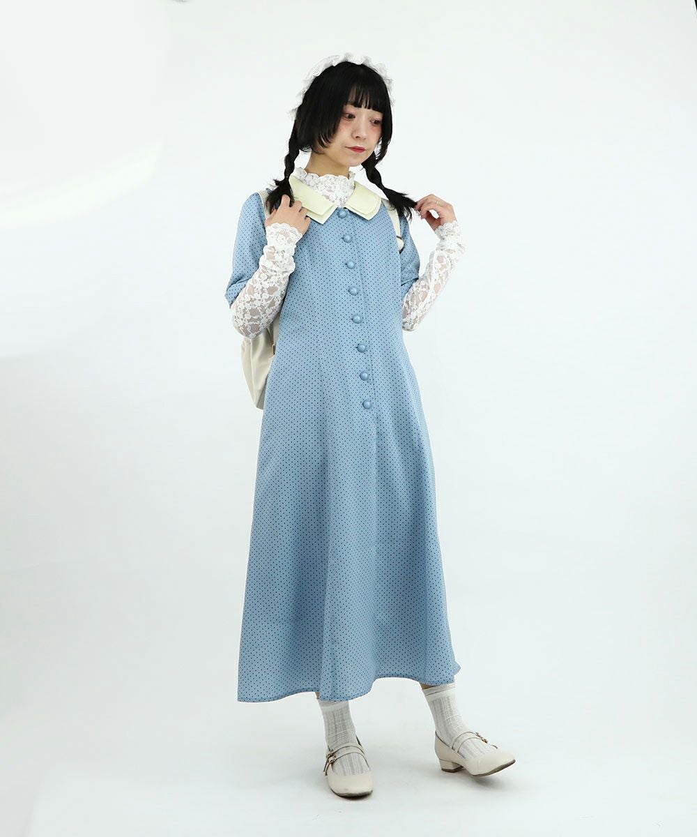 バックレースアップクレリックドットワンピース/F i.n.t [49AE02h011