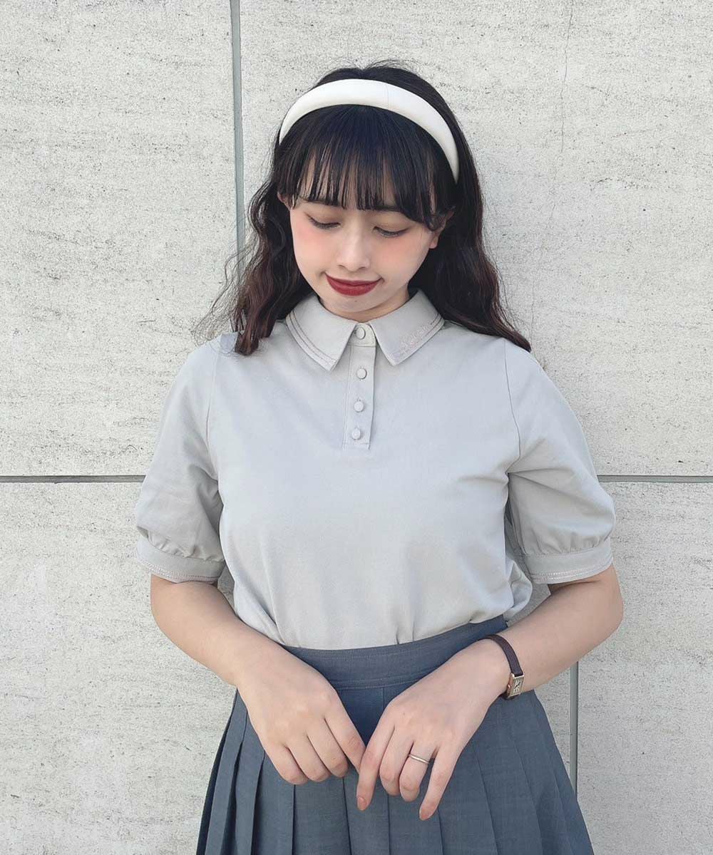 □チェーンステッチロゴ刺繍ポロシャツ/F i.n.t [49AI07h005] | F