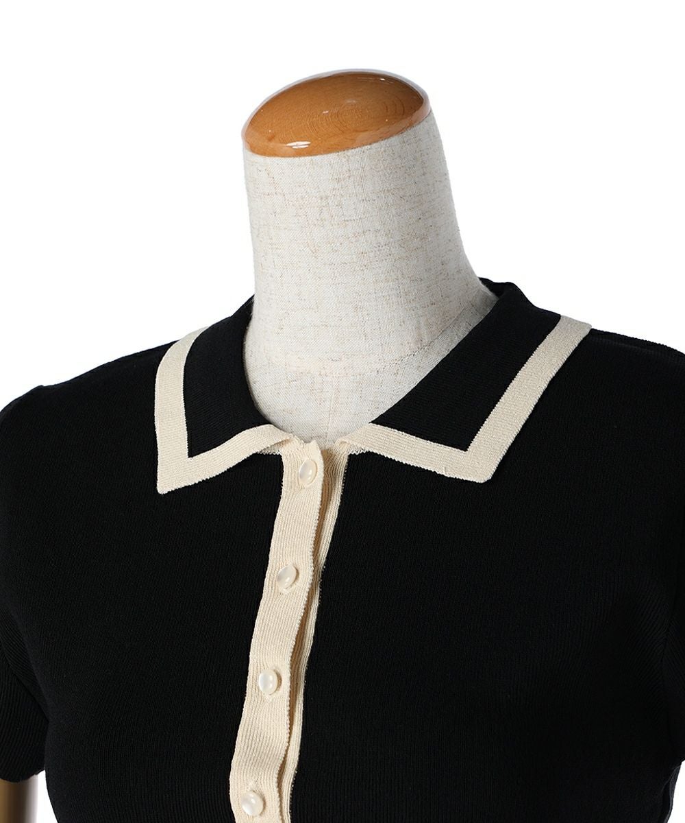 【美品・定価2.9万】ESTNATION ニットポロ L オフホワイト □配色ライン衿ニットポロ/an another angelus [50BJ03g009] | F i.n.t