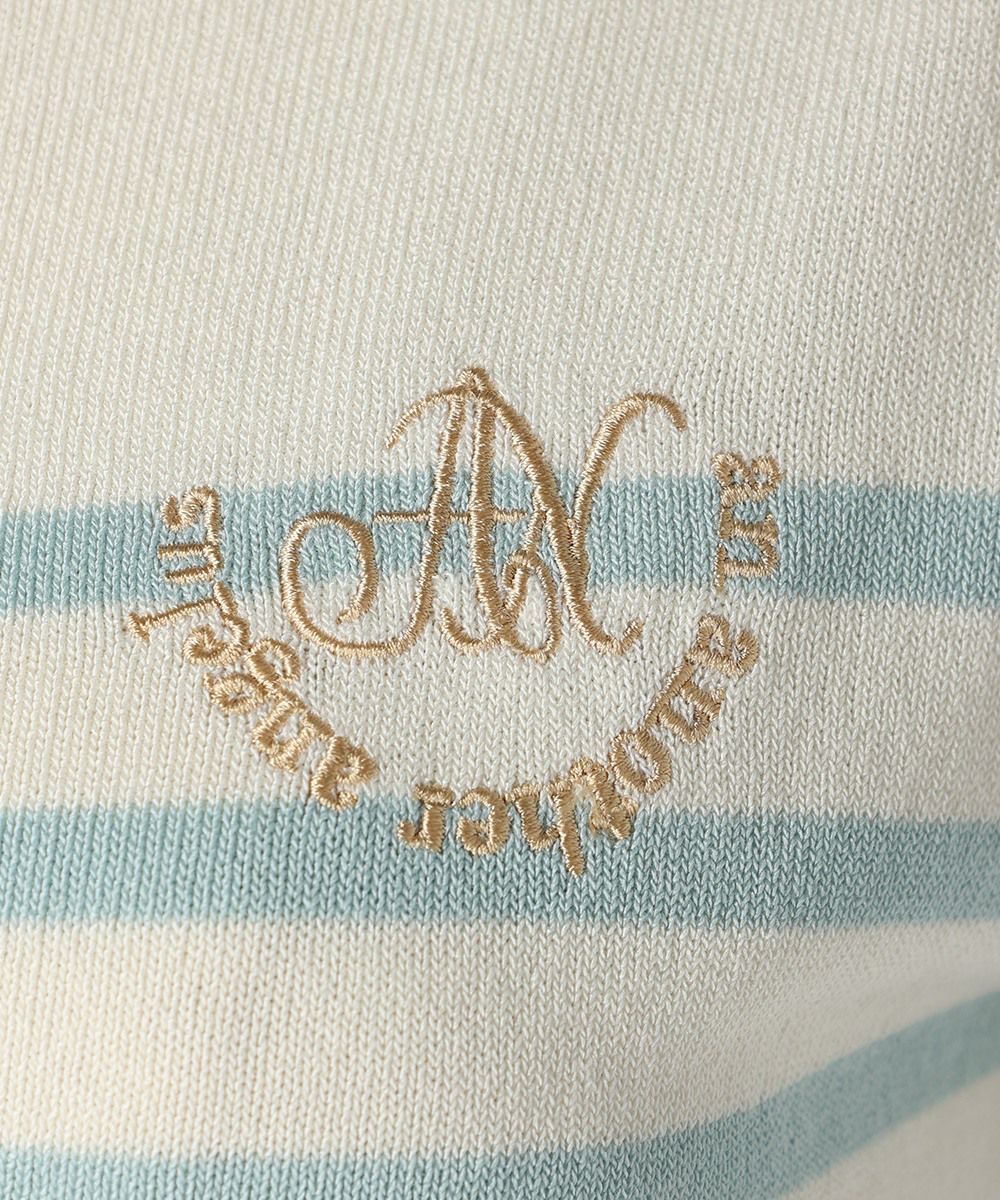 □ロゴ刺繍ボーダーニットプルオーバー/an another angelus