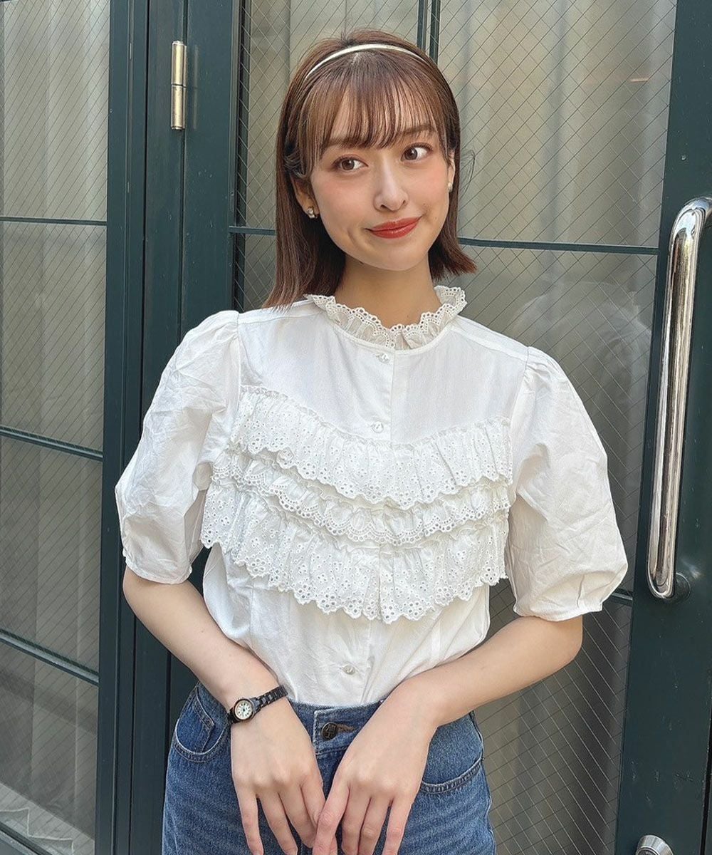 chana♡コットンレースフリルトップス LILY BROWN Lingerie】コットンレースフリルビスチェ(Tシャツ