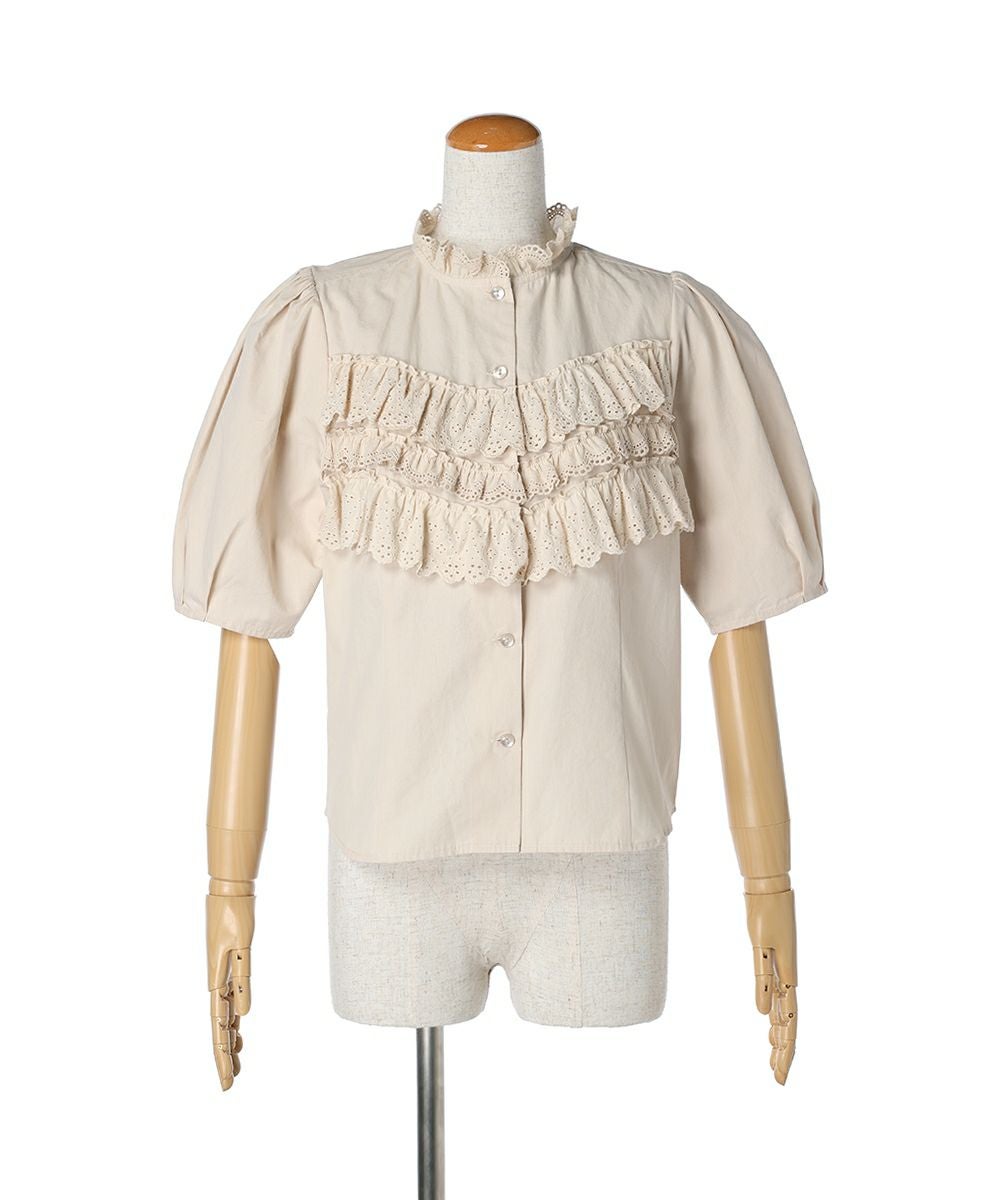 LANDHAUS 美品　チロルブラウス　アイボリー系　リネン❤️ビスチェ風 □ビスチェ風コットンレース使いブラウス/F i.n.t [50AF02h021] | F
