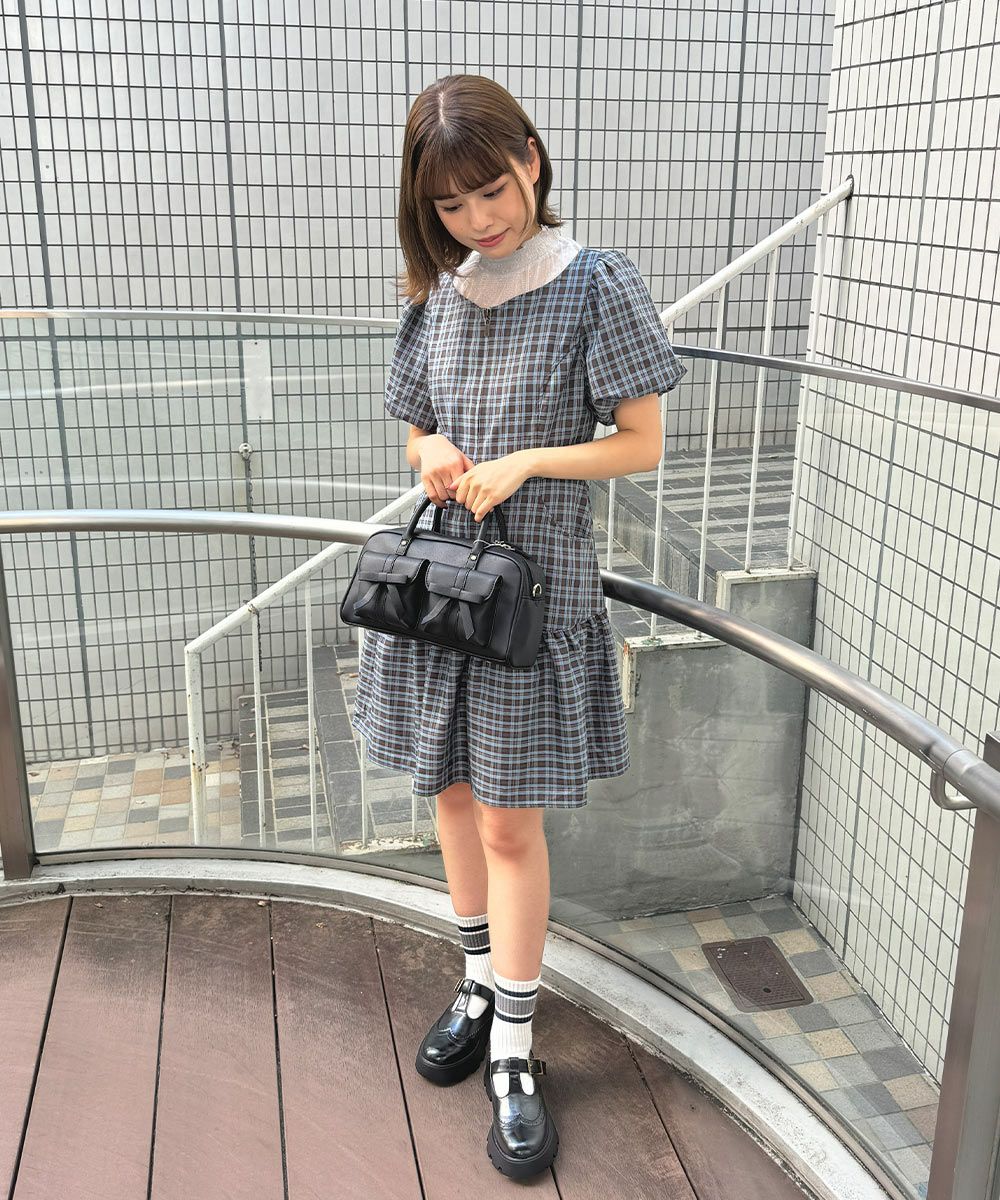 □パフスリーブチェックミニワンピース/F i.n.t [51AE01h003] | F