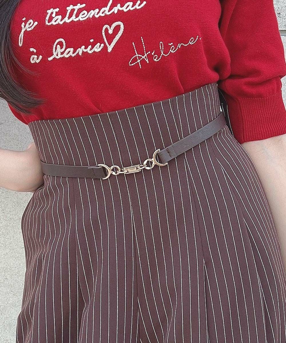 □【サイズ展開】ビットベルト付きレジメストライプパンツ/F&A