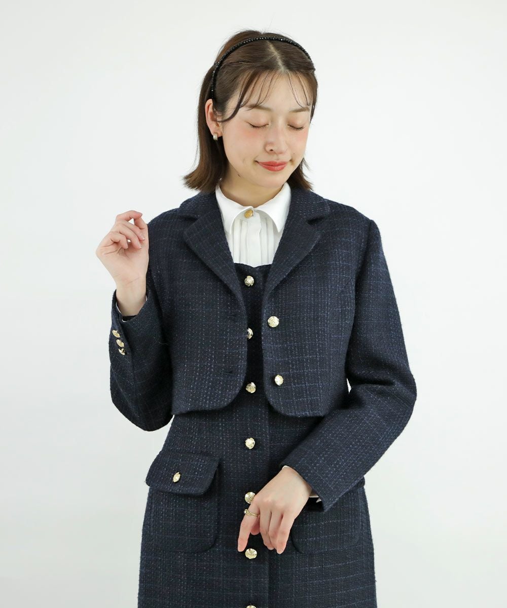 □ゴールド釦ツイードショートジャケット/an3 Limited [51DD01j001
