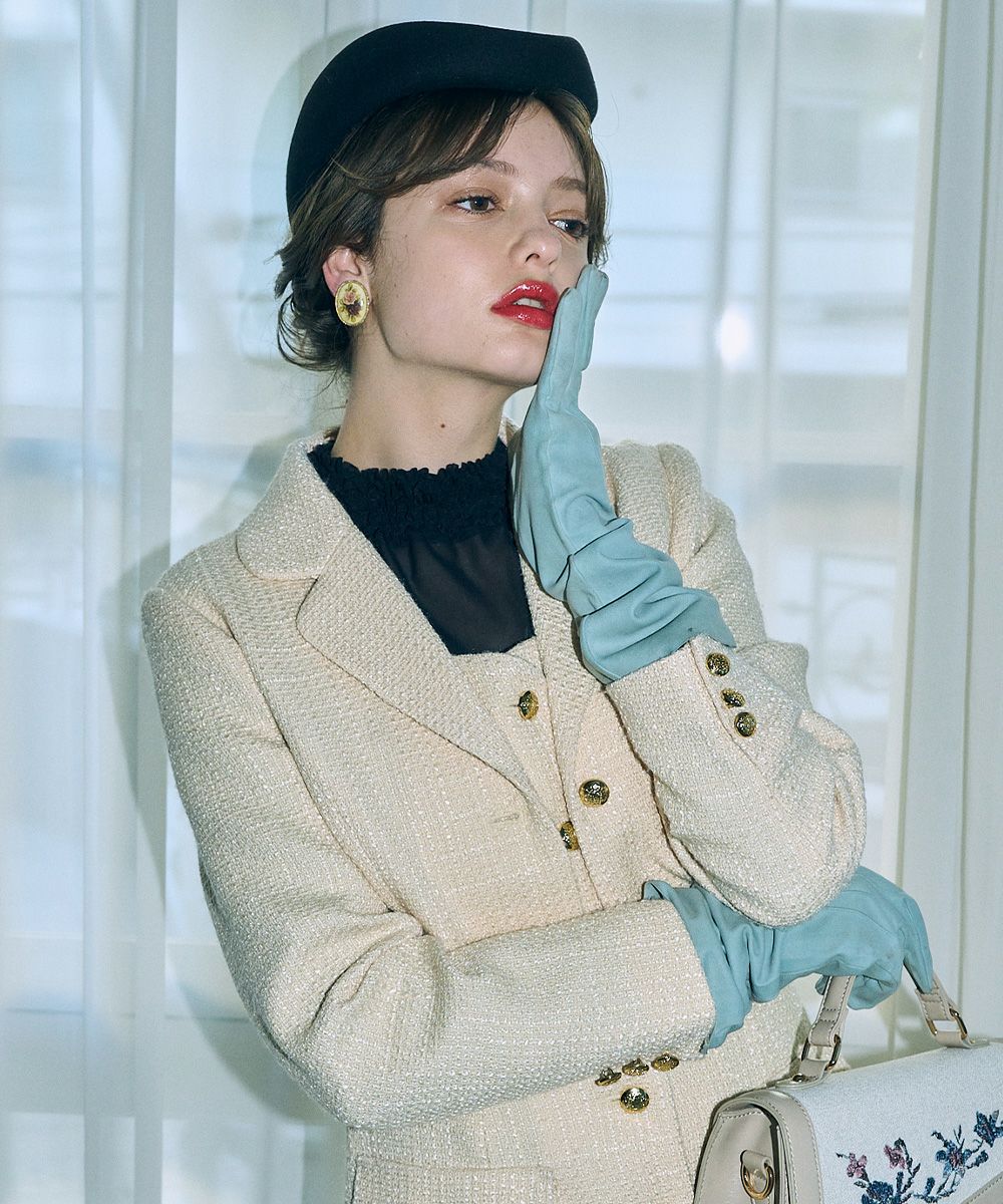 □ゴールド釦ツイードショートジャケット/an3 Limited [51DD01j001