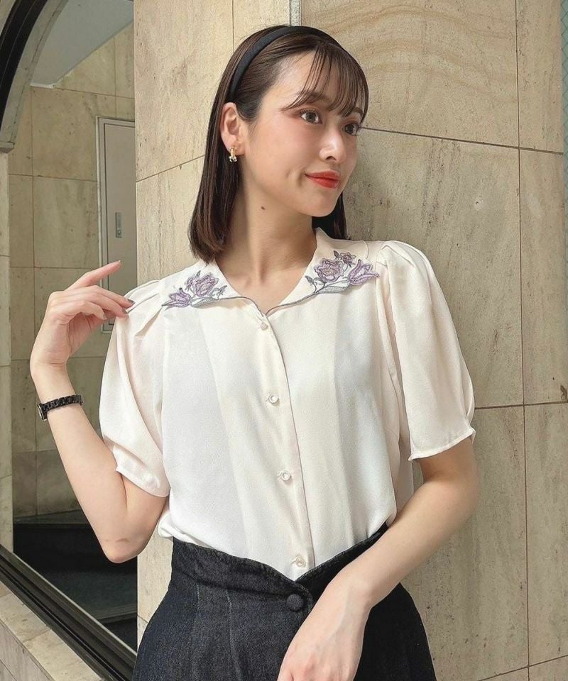 □カンパニュラ刺繍衿ブラウス/an another angelus [50BF02h018] | F