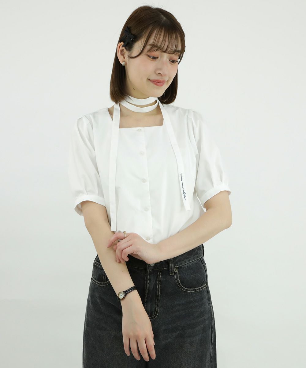 off white / 165cm / タイを首に巻いたアレンジ