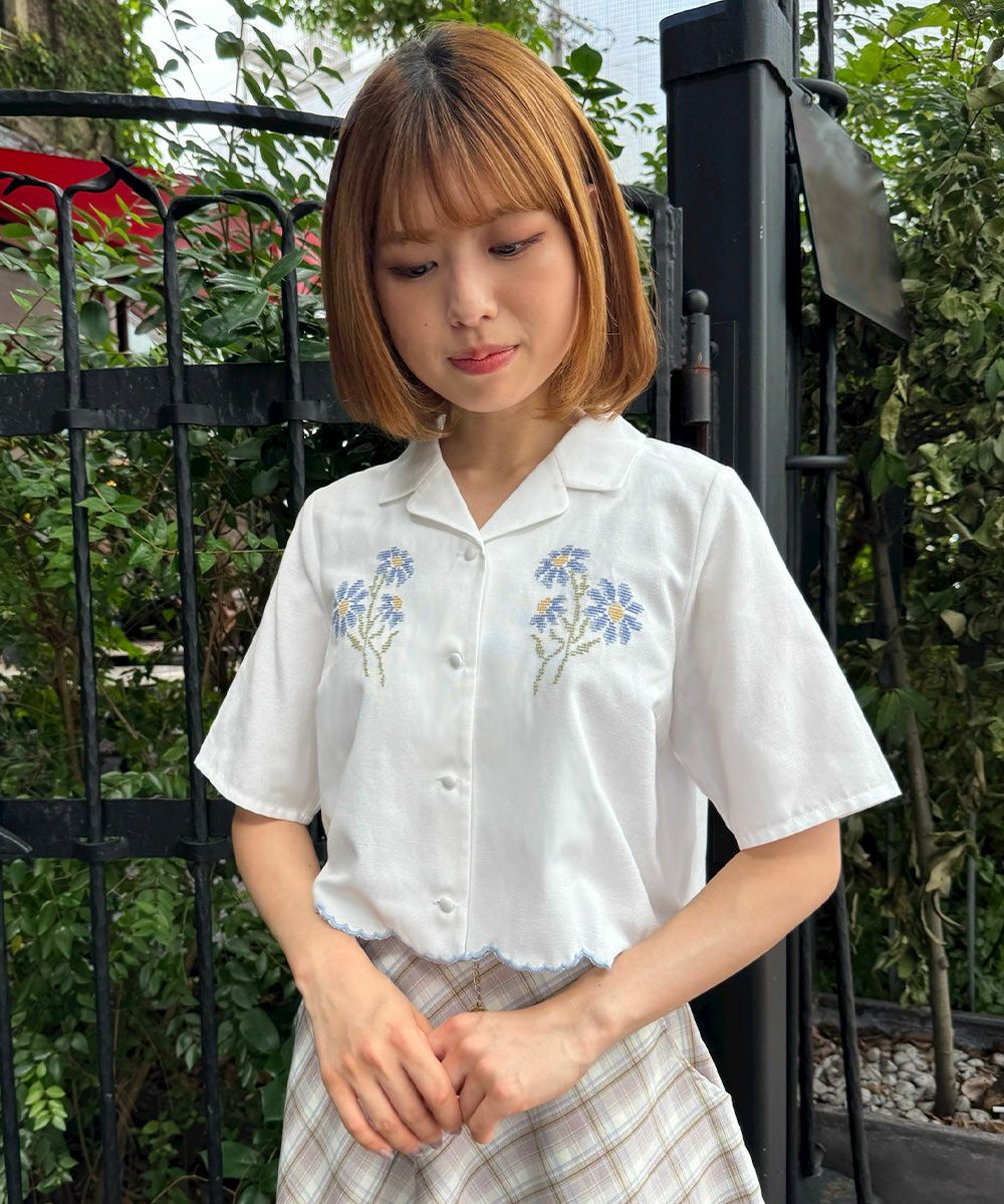 □フェリシア刺繍ショートシャツ/F i.n.t [50AF01h026] | F i.n.t公式