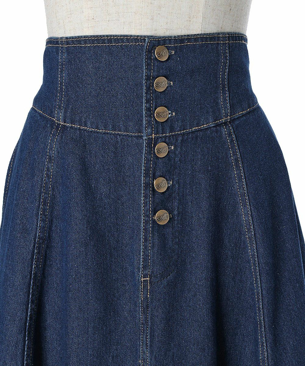 サイズ展開】フロント釦デニムフレアースカート/an another angelus