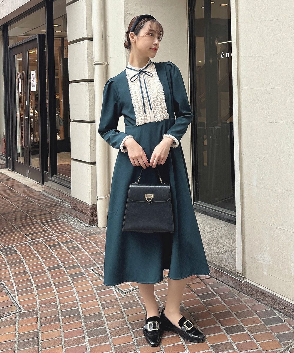 仮専用　ANNEBRA darkgreen 2点セット Wストラップ アンブラ WEB限定】ループ金具フラップハンドバッグ/an another angelus