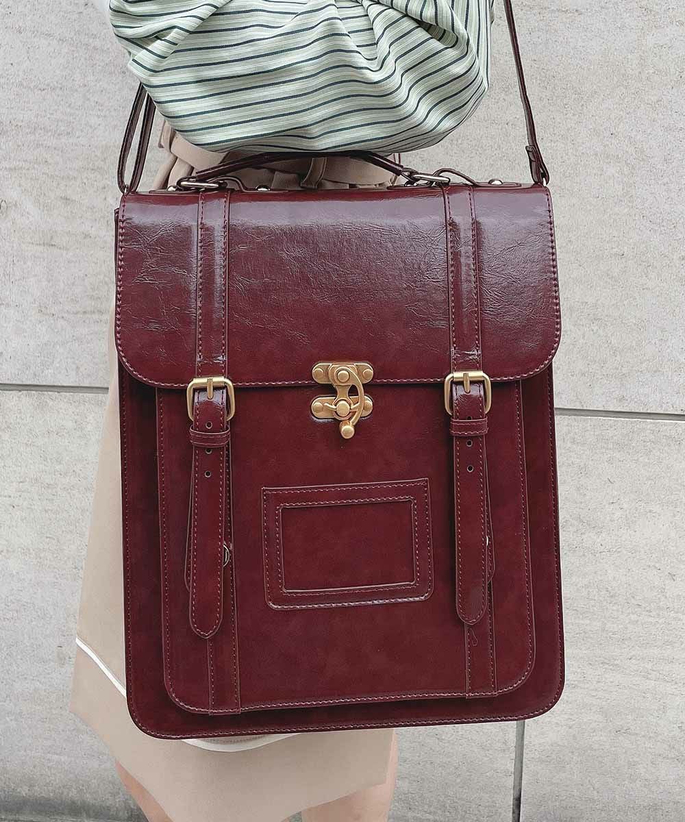 □ダブルベルト縦型サッチェルバッグ/F i.n.t [53AC02a004] | F i.n.t