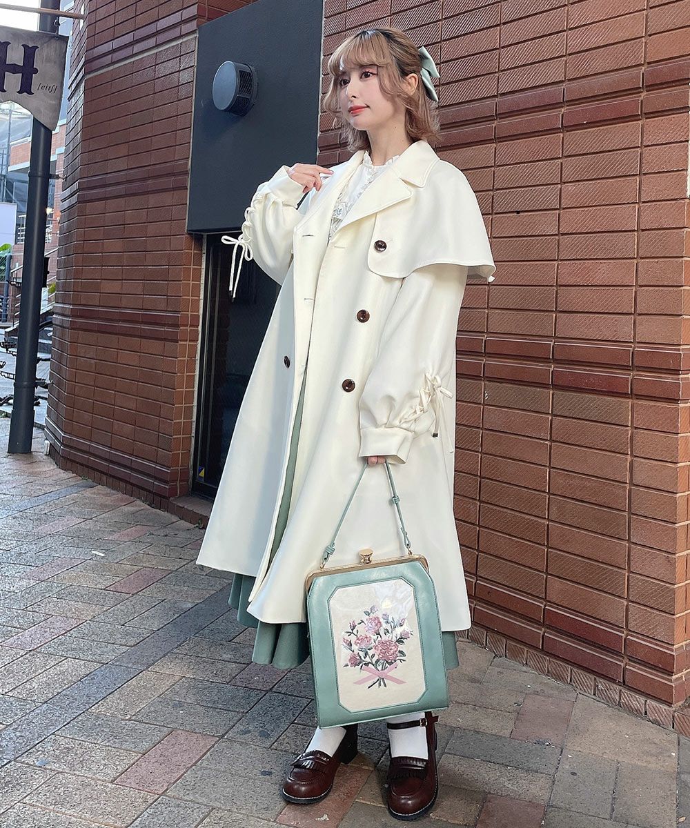 □ブーケ刺繍スクエアがま口バッグ/an another angelus [53BC05a003