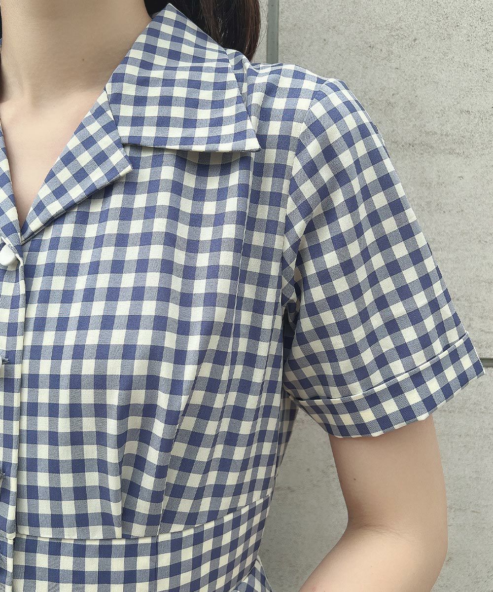 □レトロギンガム開衿ワンピース/an another angelus [53BE03h004] | F