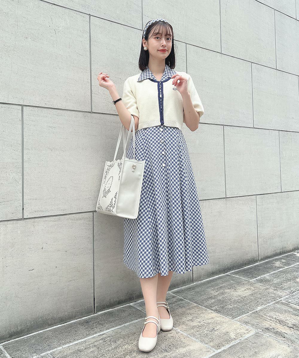 □レトロギンガム開衿ワンピース/an another angelus [53BE03h004] | F