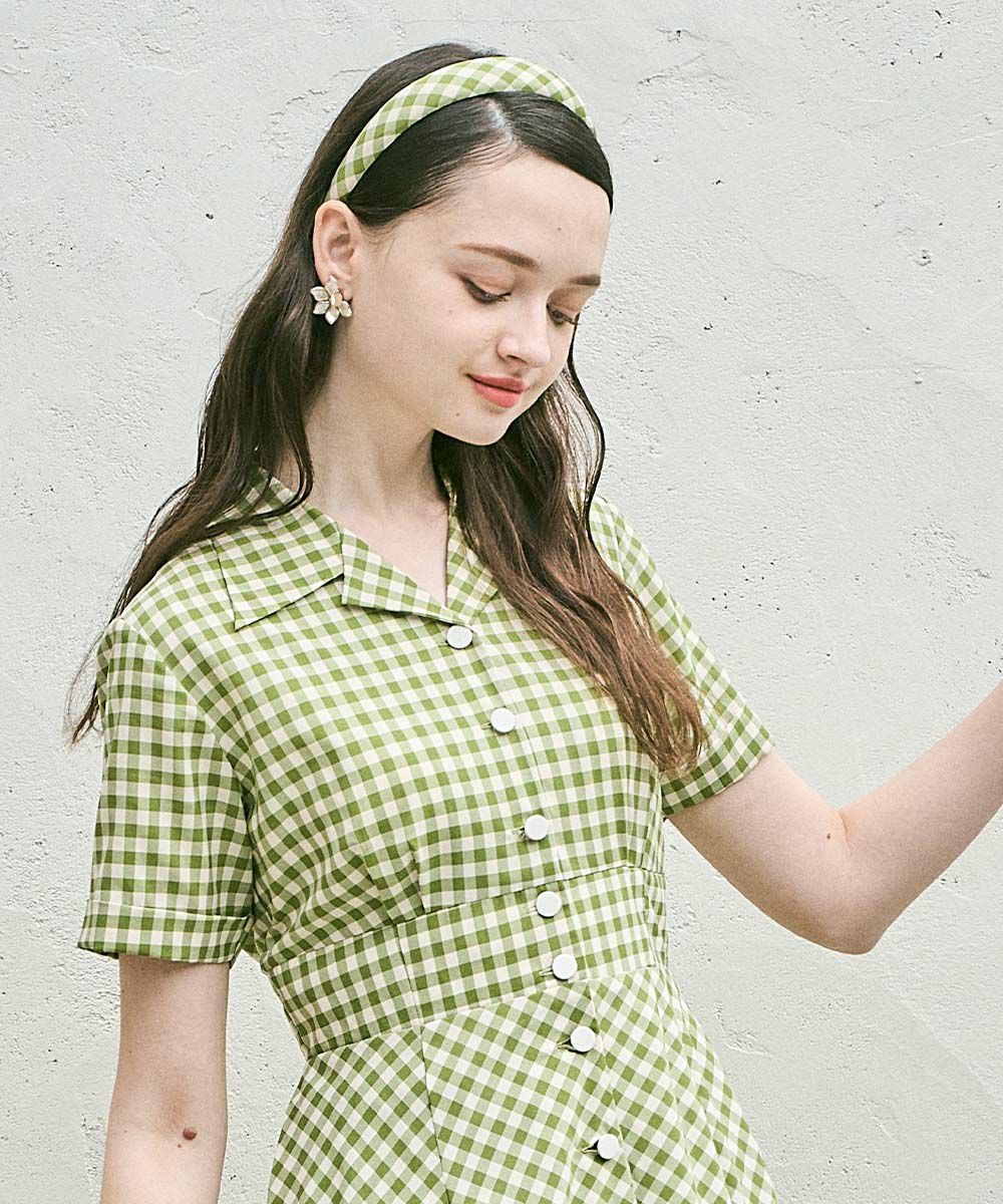 □レトロギンガム開衿ワンピース/an another angelus [53BE03h004] | F