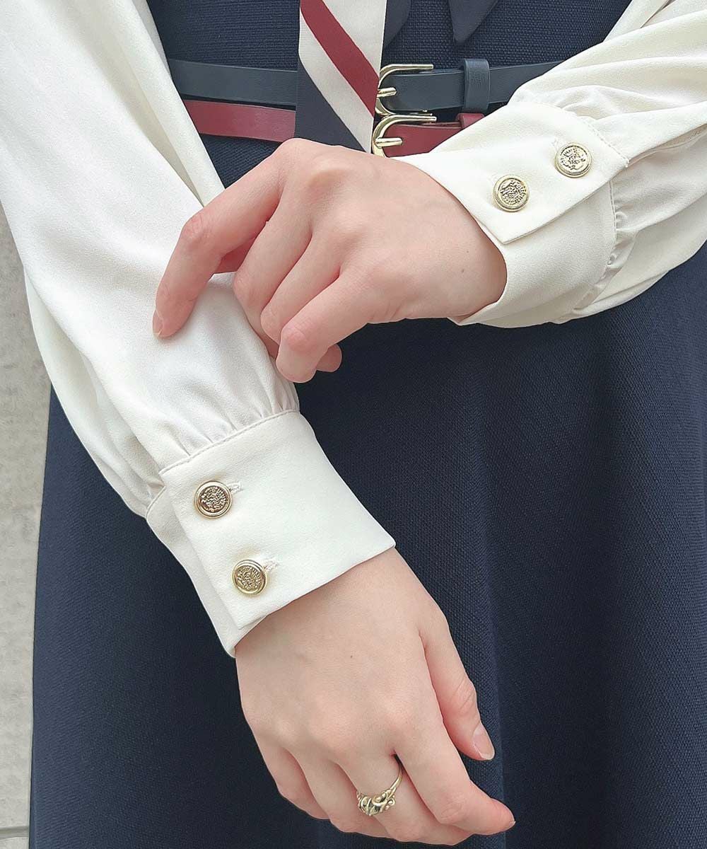 ロゴラインスカーフ付きシャツ/an another angelus ロゴラインスカーフ付き5分袖シャツ 夏服（シャツ/ブラウス）｜an