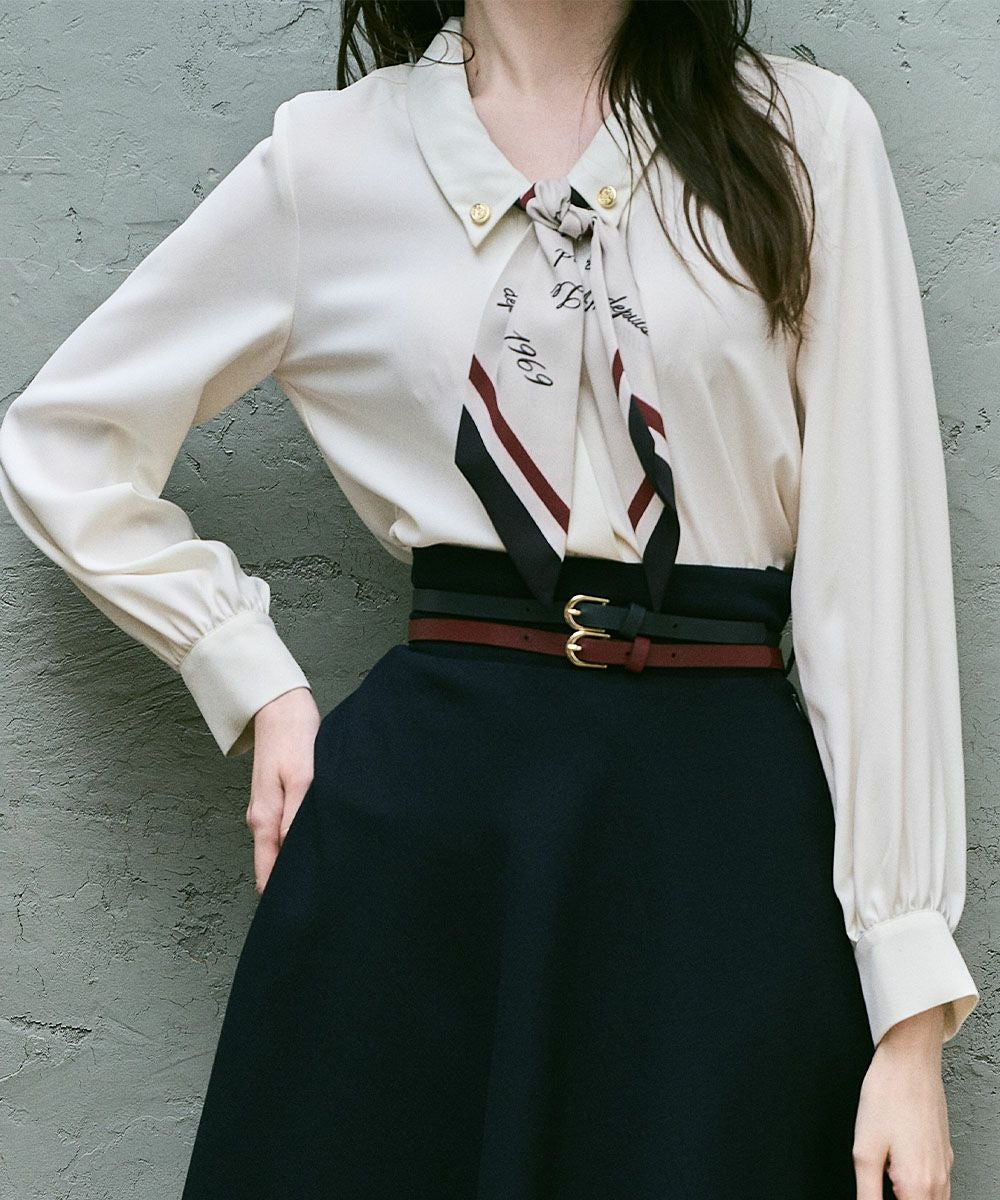 ロゴラインスカーフ付きシャツ/an another angelus ロゴラインスカーフ付き5分袖シャツ 夏服（シャツ/ブラウス）｜an