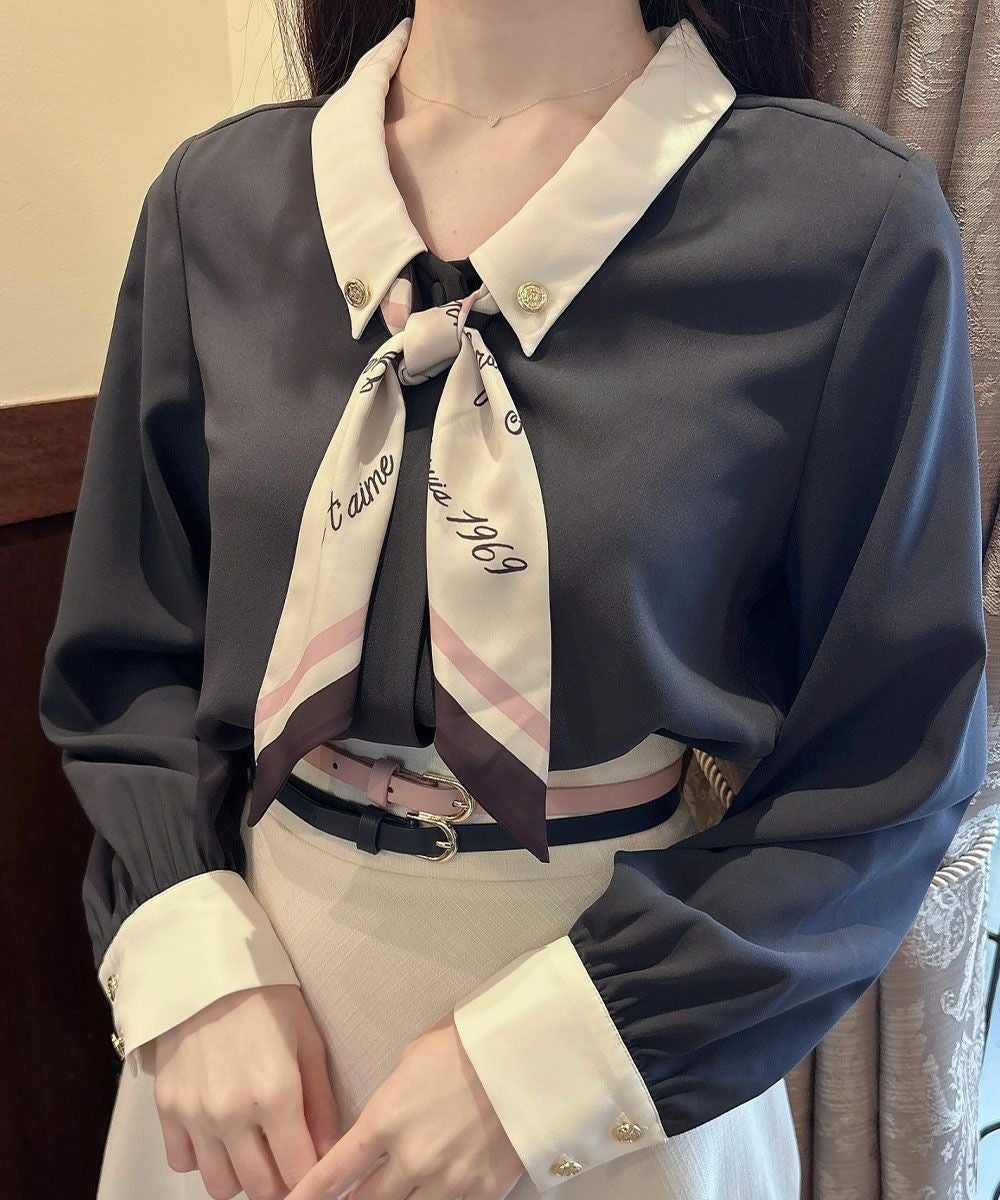 □ロゴラインスカーフ付きシャツ/an another angelus [53BF01j001] | F