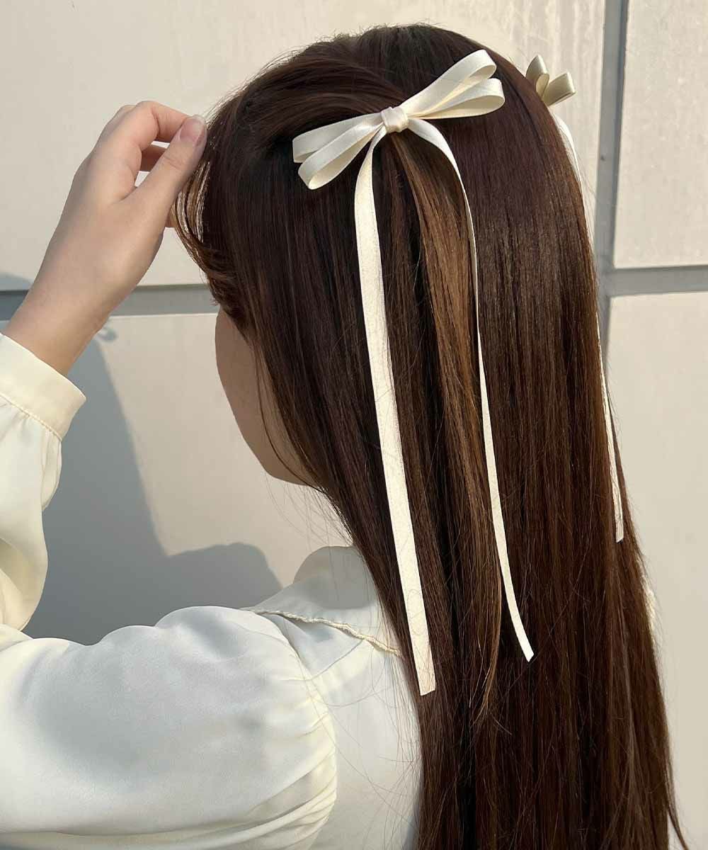 □サテンロングリボンヘアクリップセット/F i.n.t [53AB17a004] | F