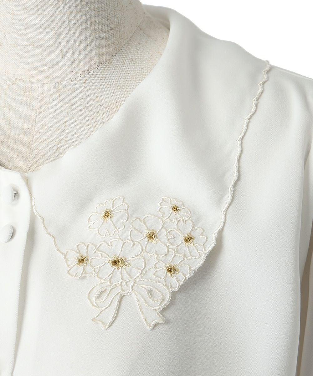 フランス ヴィンテージ ビーズ刺繍 シルク100% 長袖ブラウス Asian Vintage 牡丹牌 刺繍デザイン 開襟 シルク シャツ 手刺繍