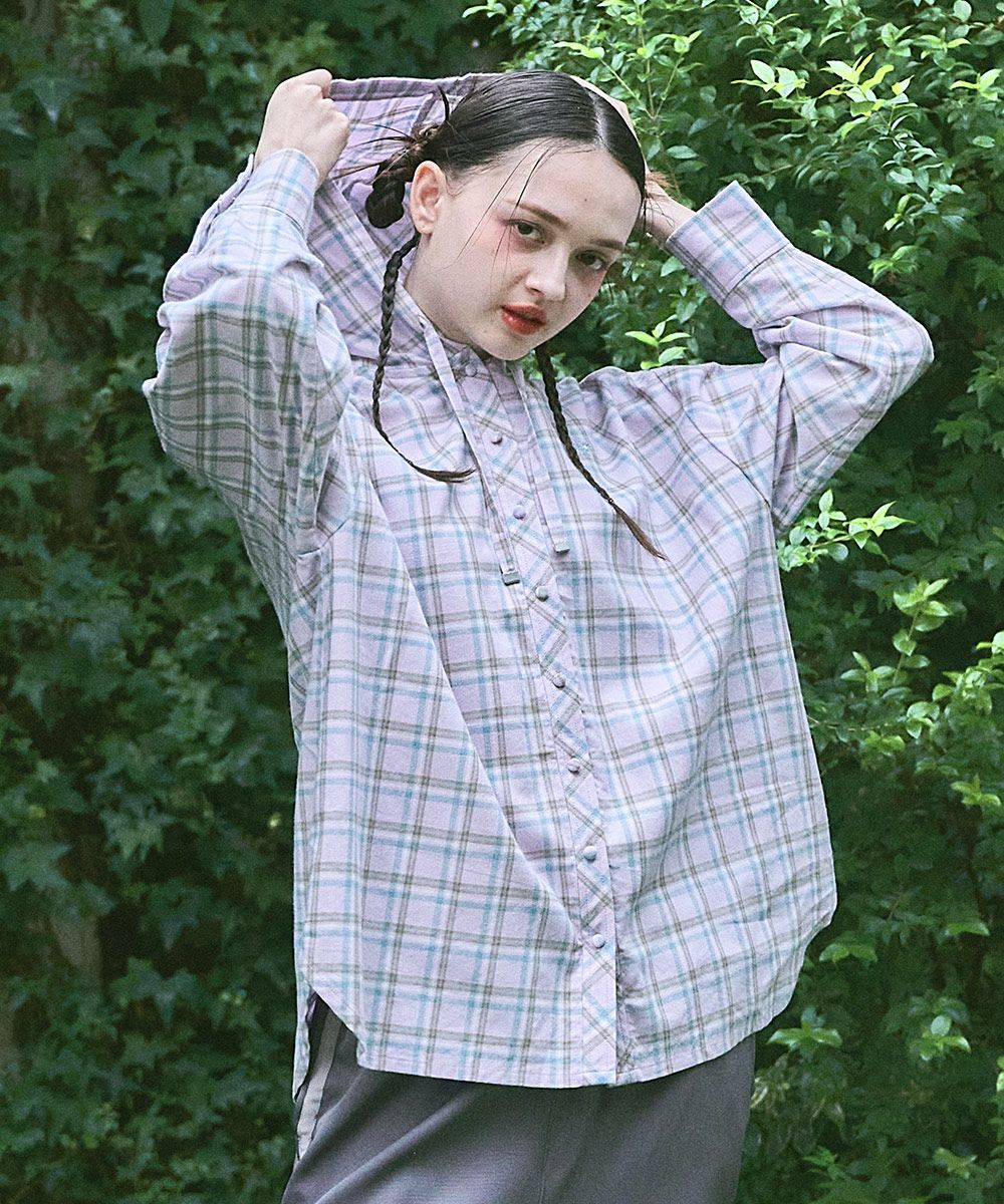 □フード付きビッグチェックシャツ/F i.n.t [53AF01j008] | F i.n.t