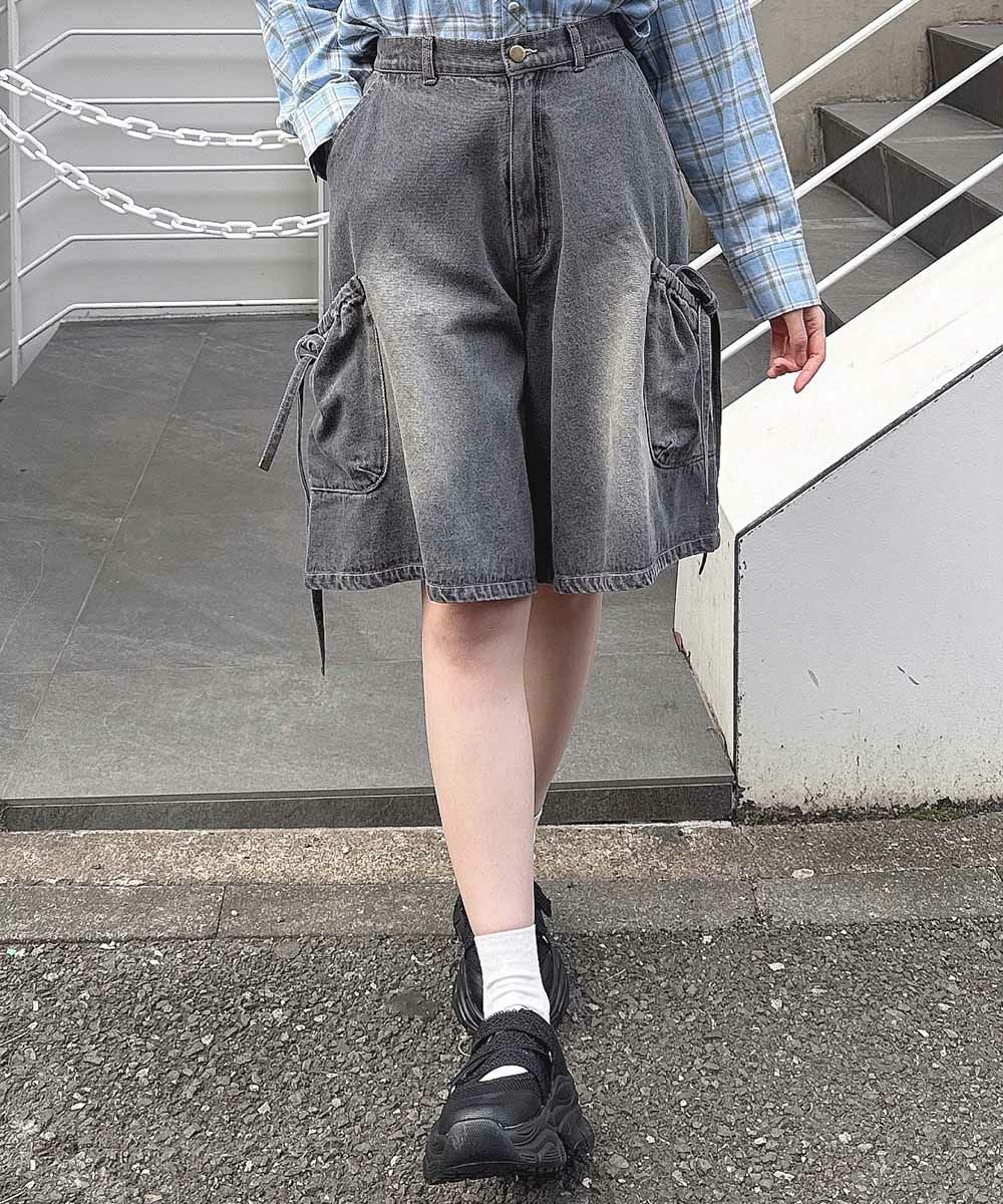 □ドロストリボンデニムハーフパンツ/F i.n.t [53AH06m002] | F i.n.t