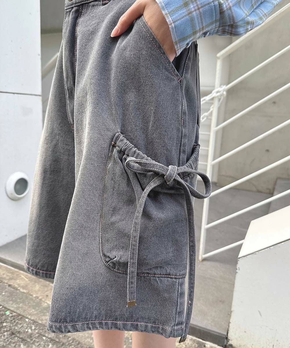 □ドロストリボンデニムハーフパンツ/F i.n.t [53AH06m002] | F i.n.t