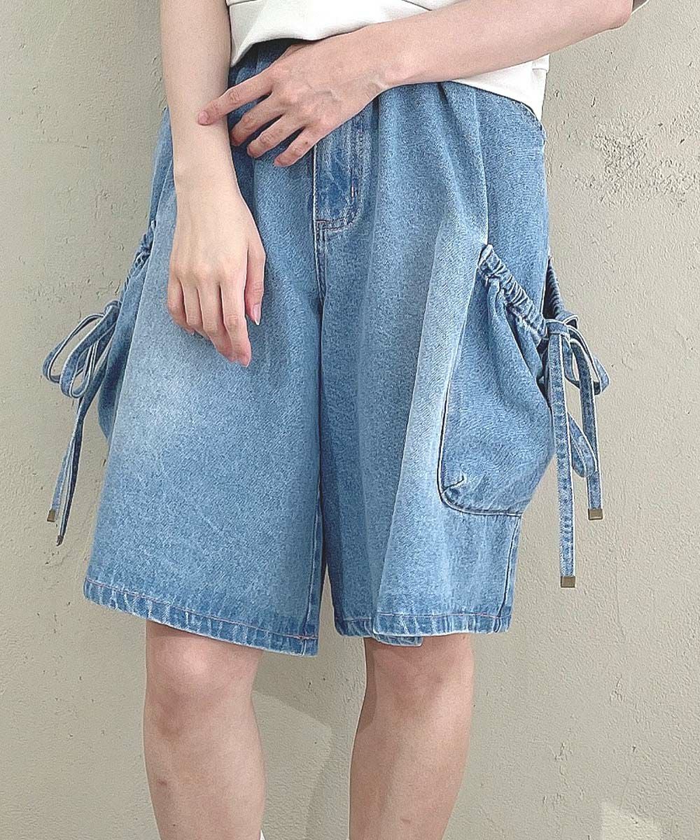 □ドロストリボンデニムハーフパンツ/F i.n.t [53AH06m002] | F i.n.t