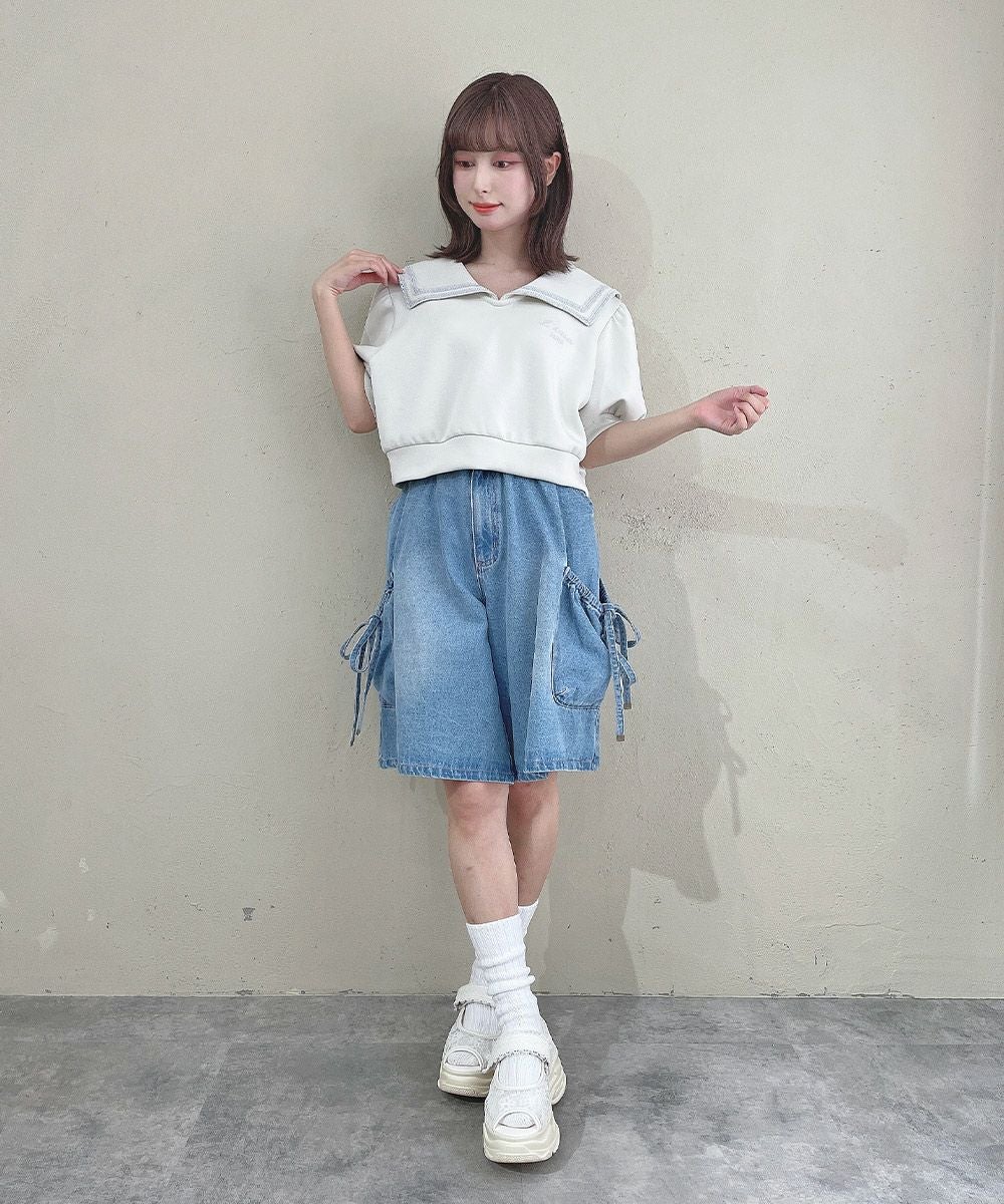 □ドロストリボンデニムハーフパンツ/F i.n.t [53AH06m002] | F i.n.t