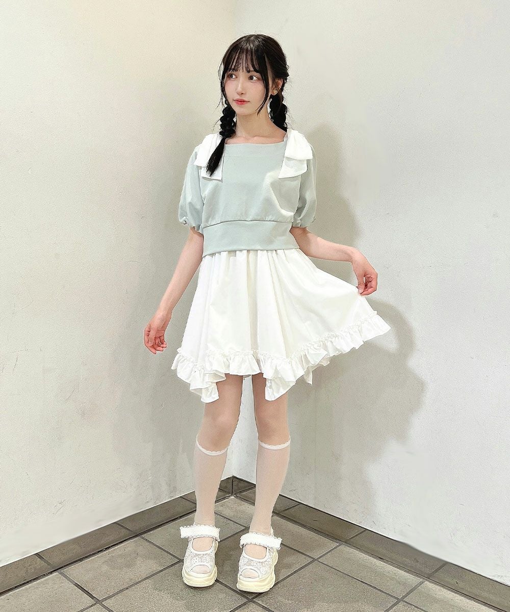 未使用タグ付✨ウジョー アシンメトリーヘムスカート ステッチ フリル 黒 アシンメトリーヘムスカート(ロングスカート)｜ボトムス｜FURFUR
