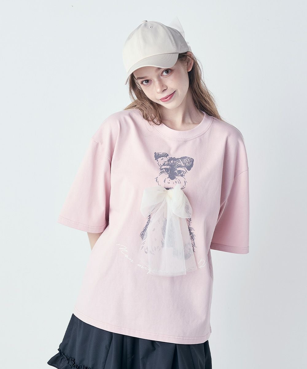AMERI チュール プリントTシャツ プリント チュール ドッキング Tシャツ[品番：ORGW0008924]｜Ada