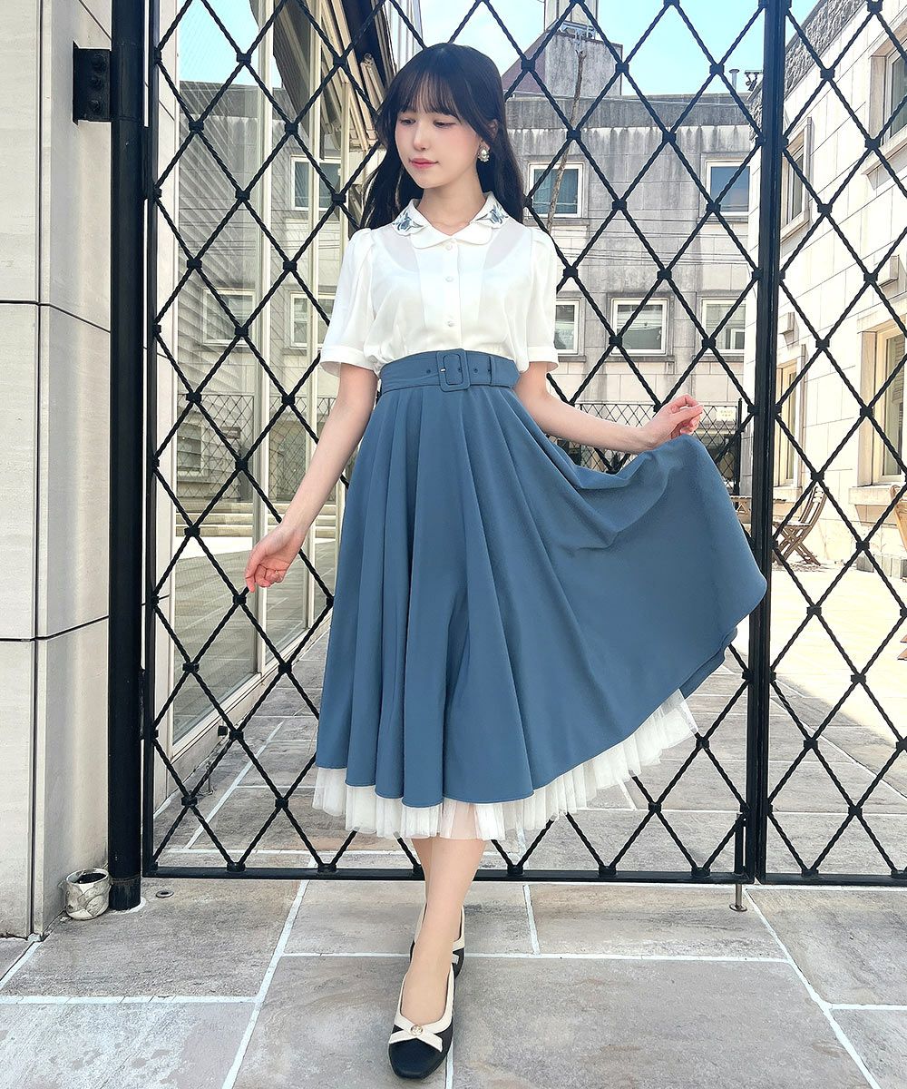 AKRIS　長袖ブラウス　アクリス ドット柄 希少 シルク100% 高級素材 絹 手描き藤柄ソフトワッシャー・ロングブラウス | akkaの手描き服