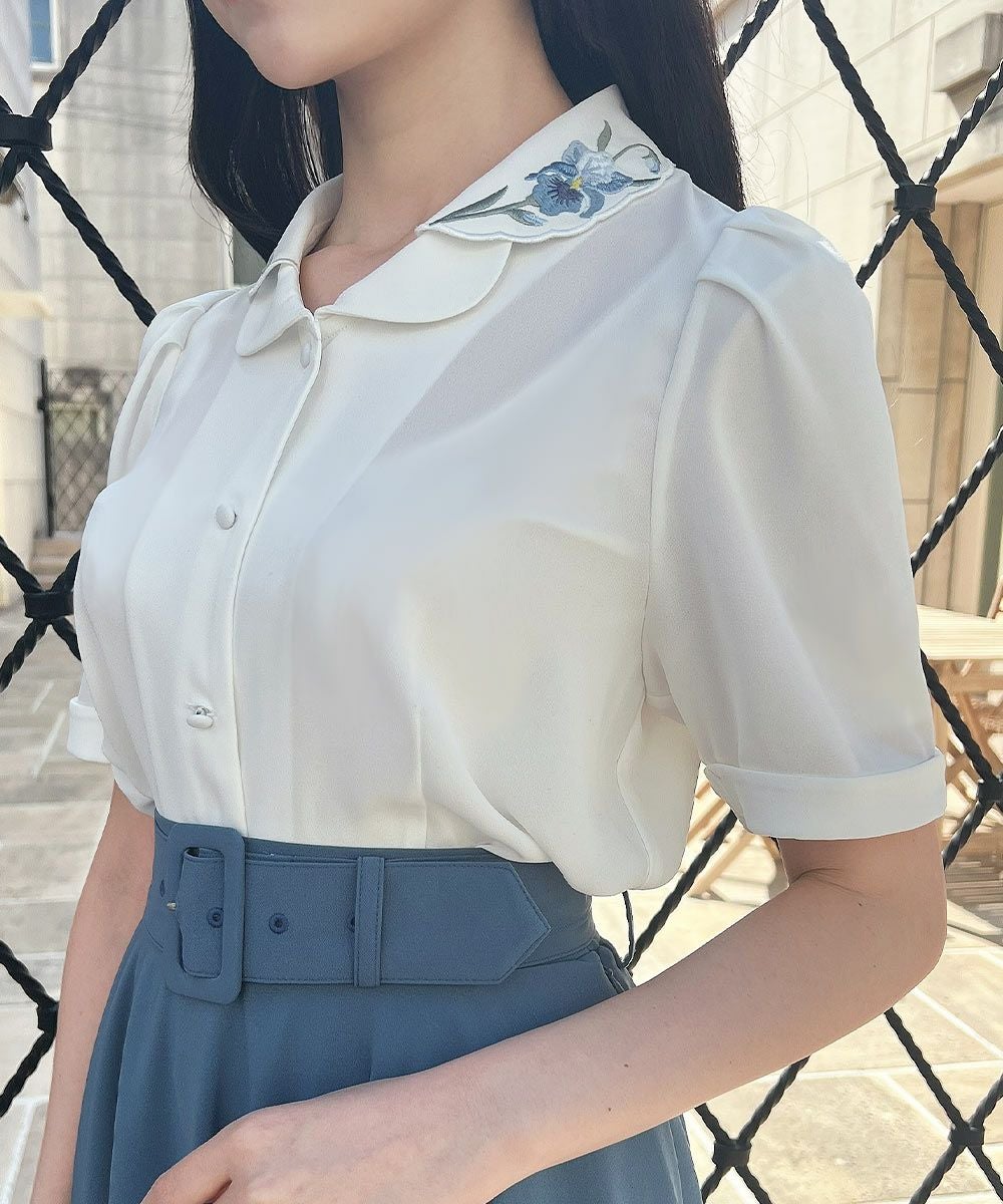 □アイリス刺繍開衿ブラウス/an another angelus [53BF02h006] | F