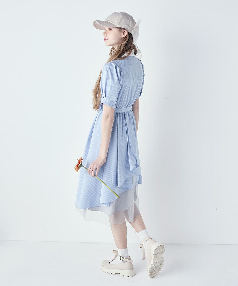 □バックラッフルストライプシャツワンピース/F i.n.t [53AE02g007