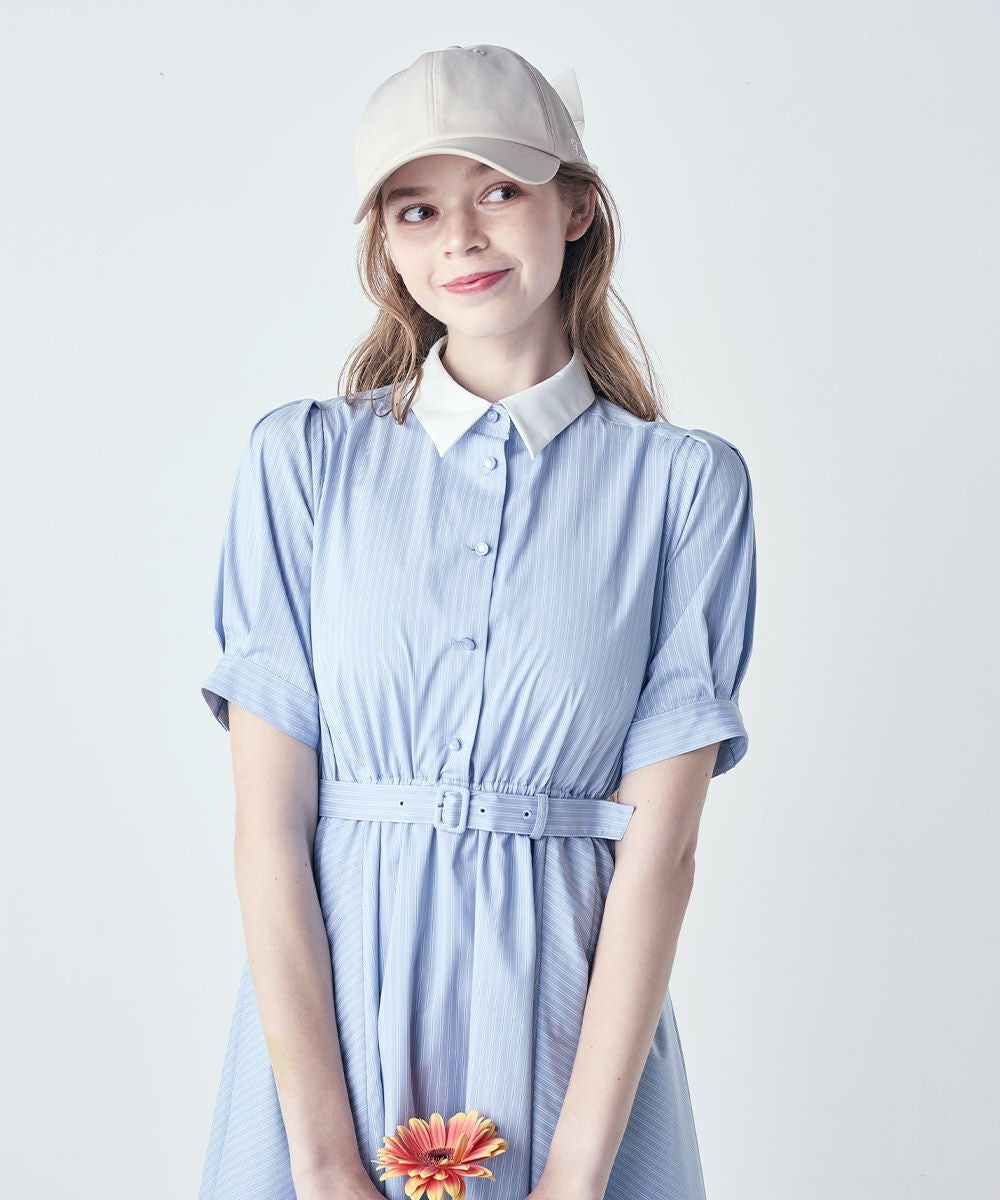 □バックラッフルストライプシャツワンピース/F i.n.t [53AE02g007