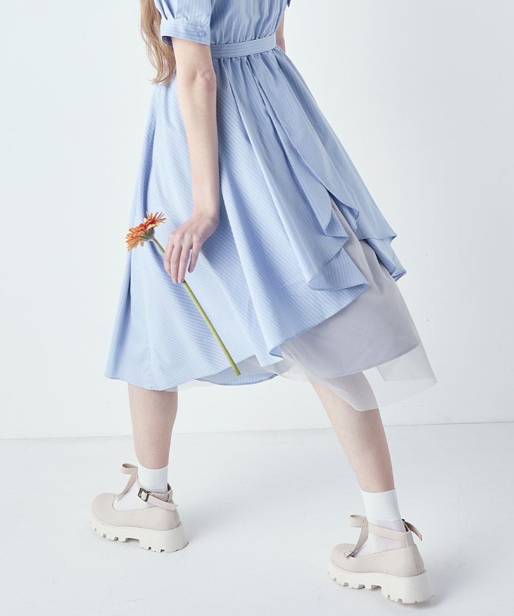 □バックラッフルストライプシャツワンピース/F i.n.t [53AE02g007