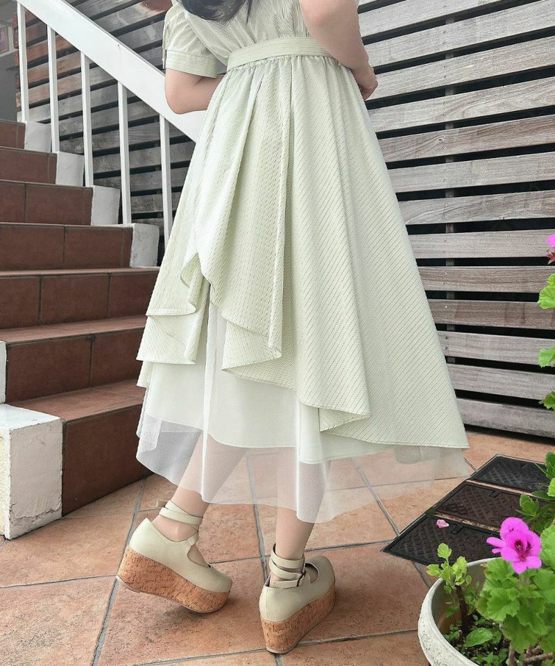 □バックラッフルストライプシャツワンピース/F i.n.t [53AE02g007
