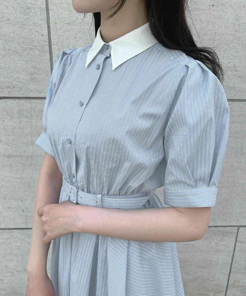 □バックラッフルストライプシャツワンピース/F i.n.t [53AE02g007