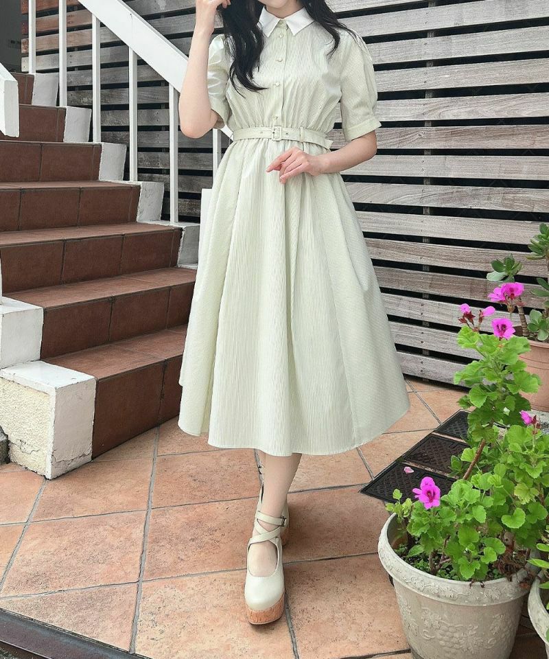□バックラッフルストライプシャツワンピース/F i.n.t [53AE02g007