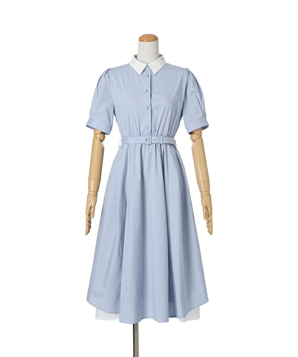 □バックラッフルストライプシャツワンピース/F i.n.t [53AE02g007