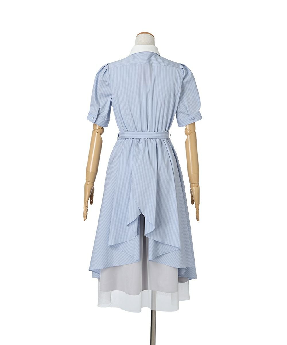□バックラッフルストライプシャツワンピース/F i.n.t [53AE02g007