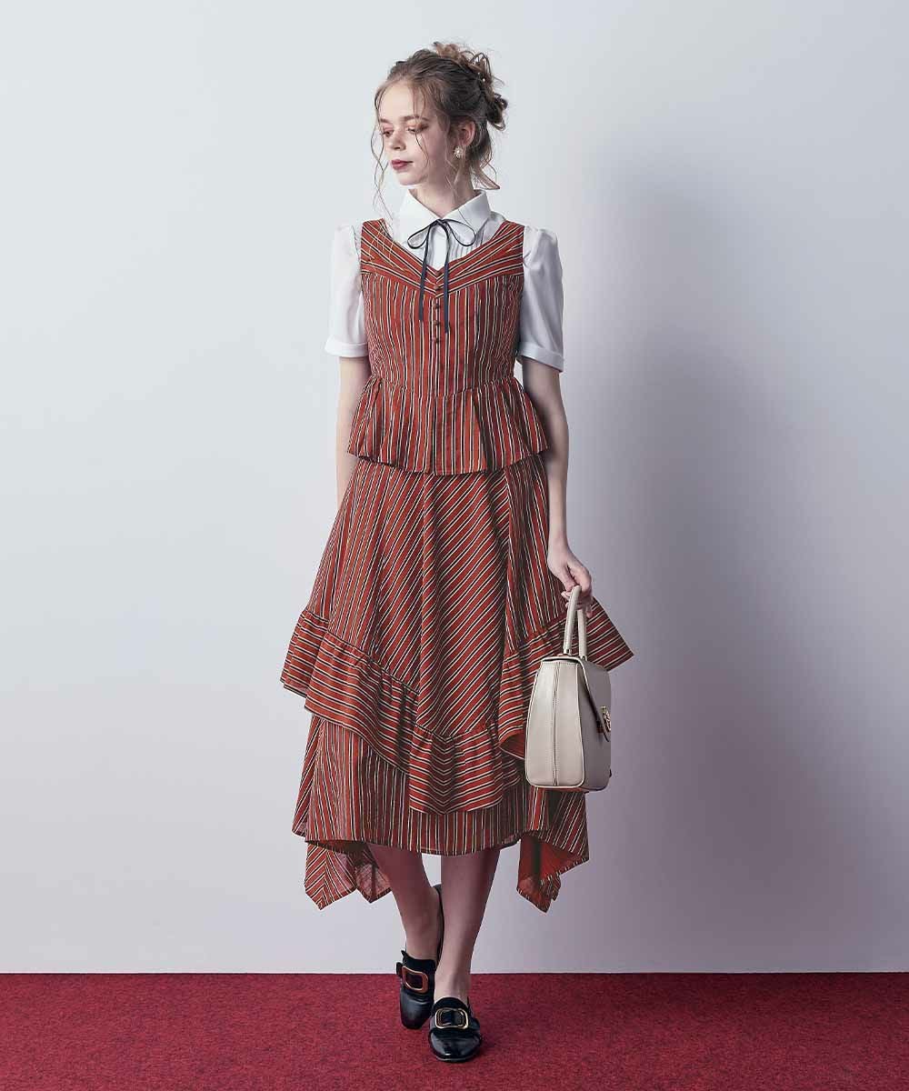 □ストライプペプラムビスチェ/an another angelus [53BF03f005] | F