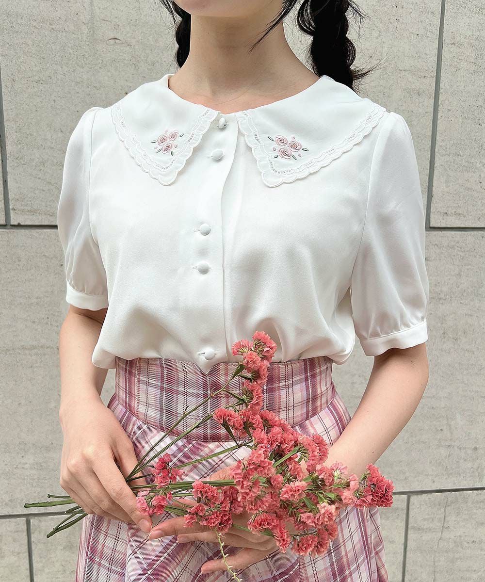 □リトルローズ刺繍カットワーク衿ブラウス/F i.n.t [53AF02g016] | F