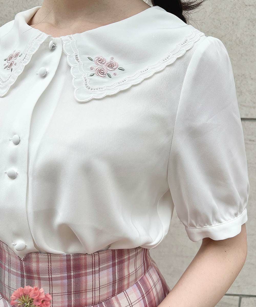 □リトルローズ刺繍カットワーク衿ブラウス/F i.n.t [53AF02g016] | F